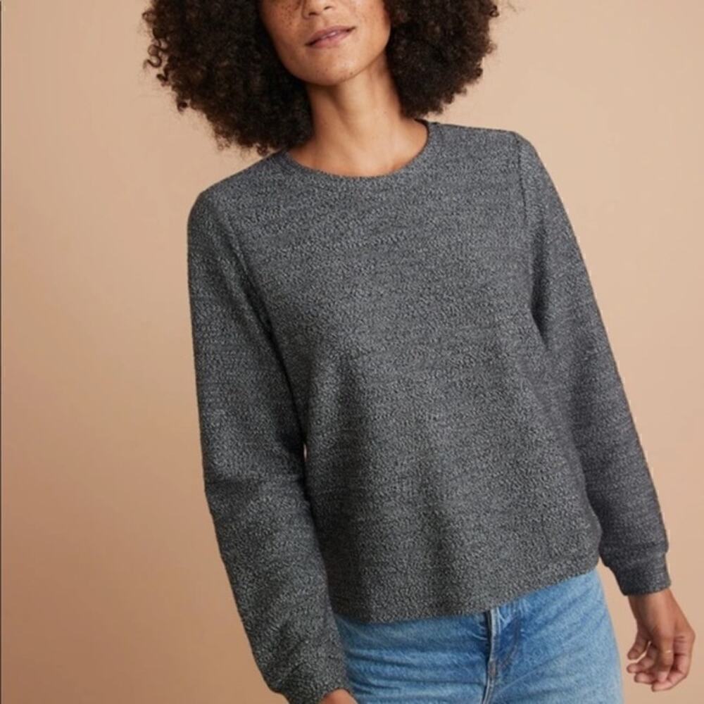 Marine Layer Chill Textured Sweatshirt Long Sleeve Pullover Anthracite NWT XS